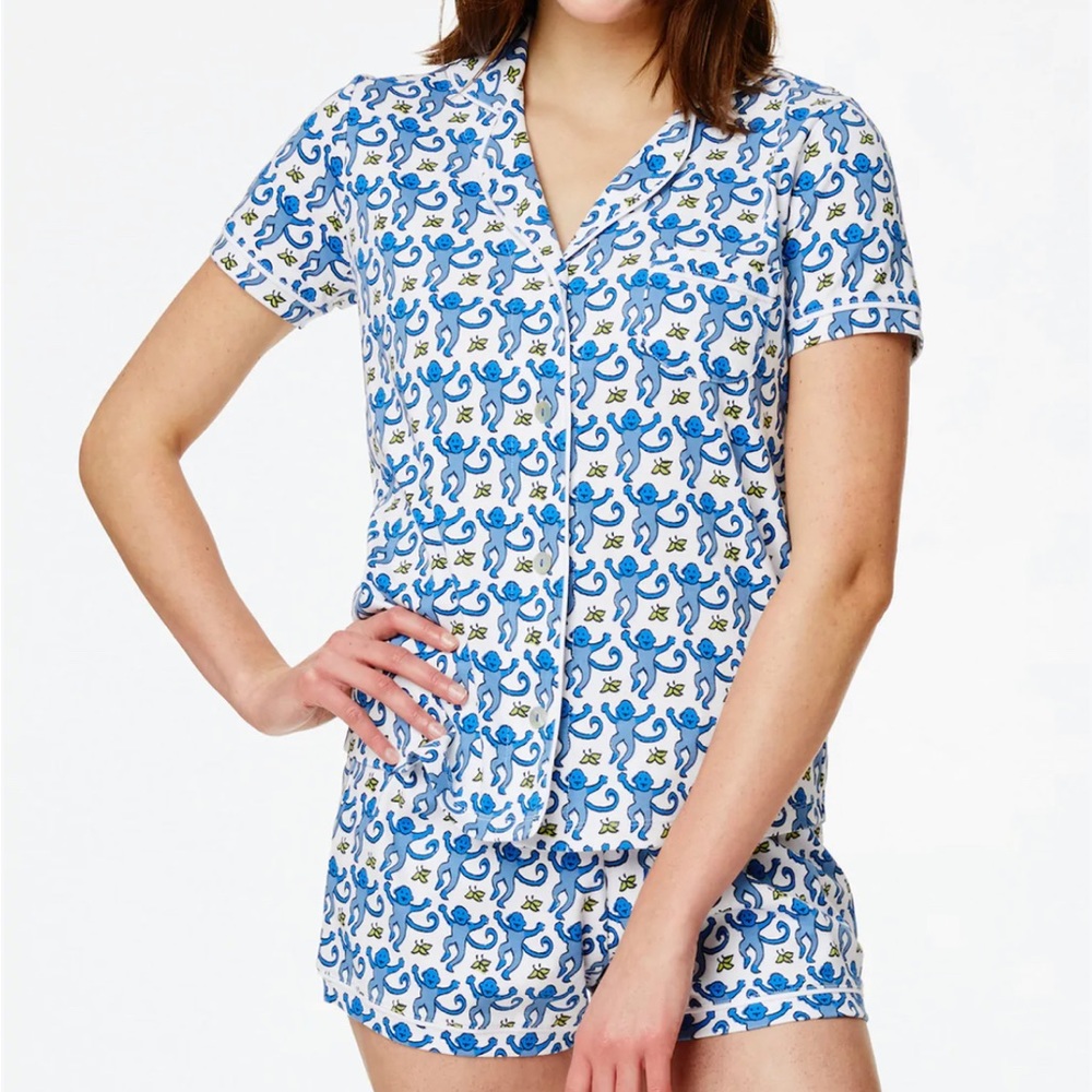 Roller Rabbit Blue Monkey Polo PJ set